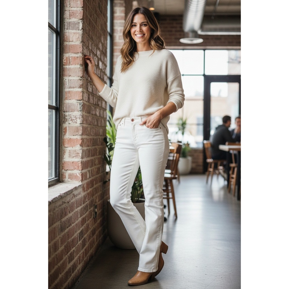 Lucky Brand Sweet Mid Rise Bootcut Jeans White Advanced Stretch Women Size 14/32